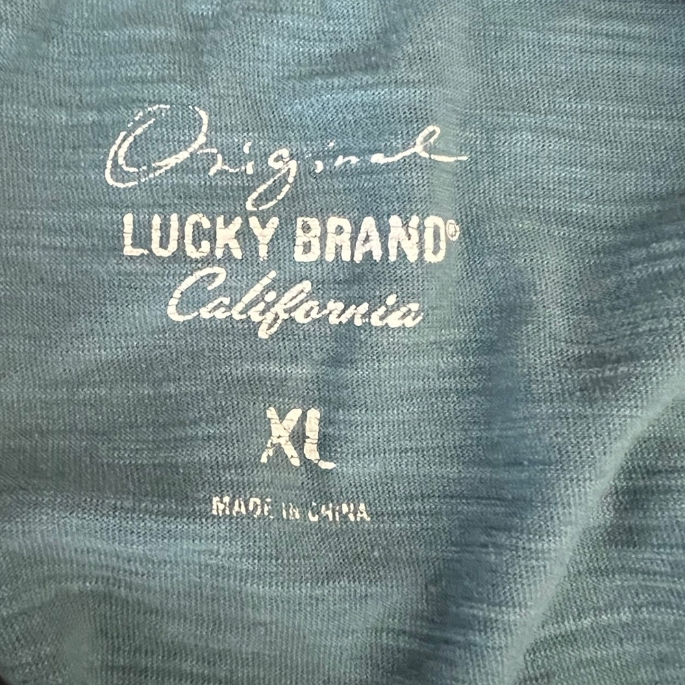 Lucky Brand Womens XL Blue Wolf Graphic Slub Knit Short Sleeve T-Shirt Tee - Picture 3 of 3